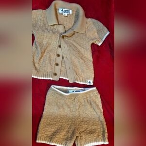 Original Penguin Kids Tan Knit Shirt & Shorts Set